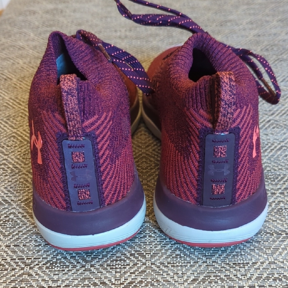 Under Armour Slingflex Rise Women's Merlot Rustic Red Knit Sneakers - Picture 6 of 8